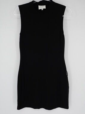 Reformation Jemma Knit Dress Small Black mock neck Mini Dress NO BELT